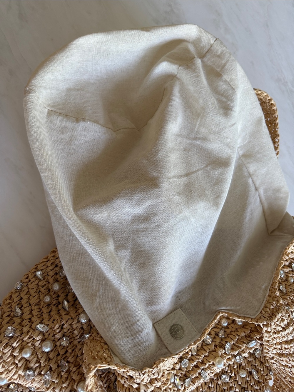 BtB Straw/raffia style Embellished Tote Bag - Natural. Lined, zip pocket. NWOT! - Picture 13 of 13